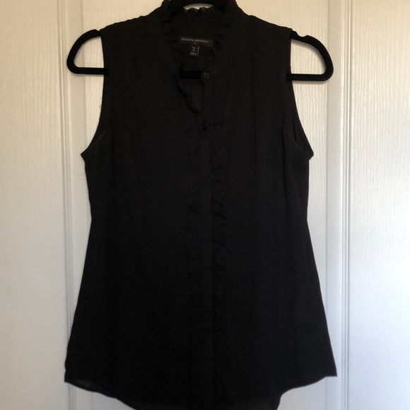 Banana Republic Button Down Ruffle Front (BLACK) - Picture 3 of 3